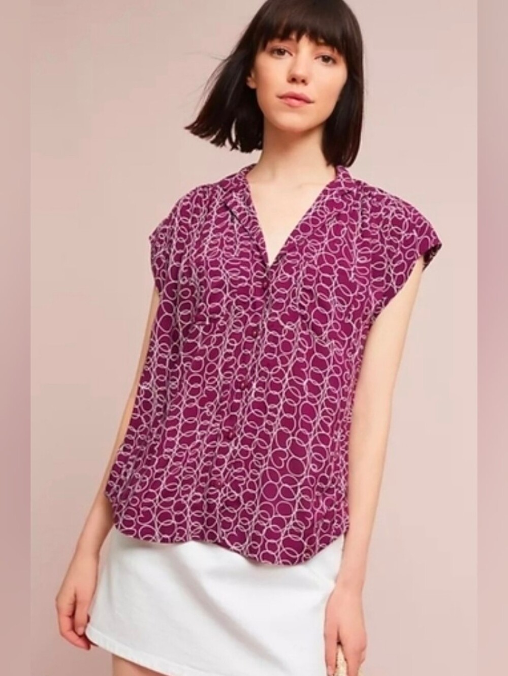❤️ ANTHROPOLOGIE MAEVE BUTTON DOWN RAFFINE TOP, SMALL